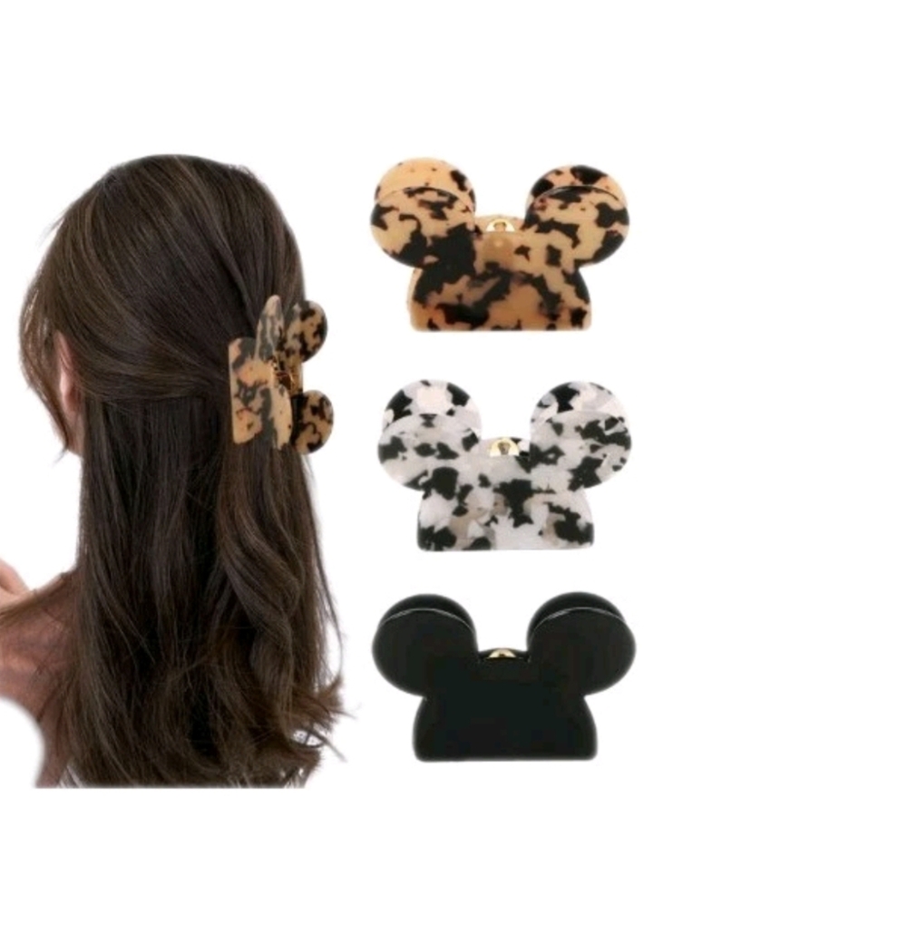 Acrylic Hairclips Set Of 3 Multicolor Mouse Ears Brand New